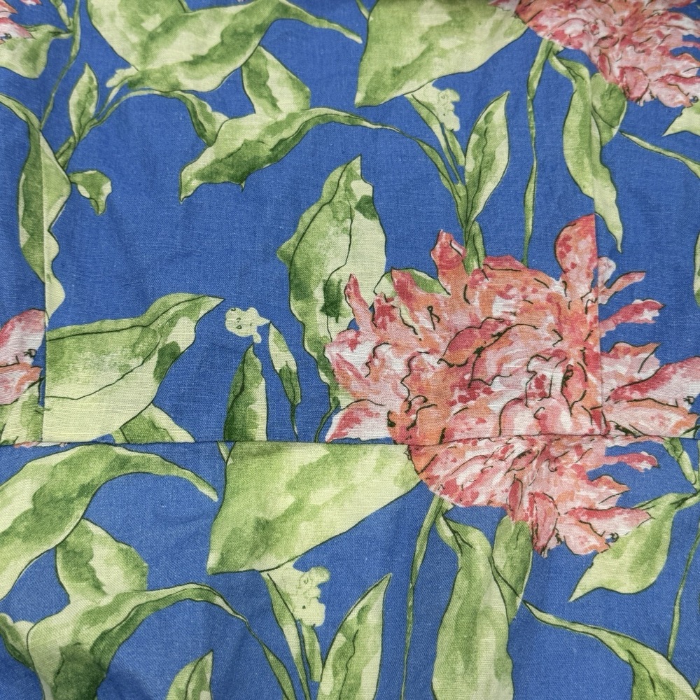 J. McLaughlin Audette Wrap Maxi Dress XL Blue Floral Linen Blend Peony Belted - Picture 10 of 13